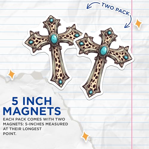 (2 Pack) Cross Shaped Magnets Magnets - Religious Magnet Decor - Inspirational Home Decoration - 5" On Longest Side - Made in USA - Sticks to Refrigerators & Metal Surfaces - MAG8733