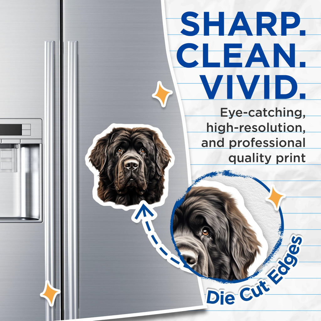 (2 Pack) Newfoundland Dog Magnets - Majestic Canine Pet Art - Gentle Giant Dog Lover Fridge Decor Display - 5 Inches On Longest Side - Thick Durable Magnet - Made in USA - MAG24406