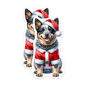 (2 Pack) Christmas Blue Heeler Magnets - Santa Dog Holiday Decor - Cattle Dog Lover Kitchen Fridge - 5 Inches On Longest Side - Thick Durable Magnet - Made in USA - MAG25112