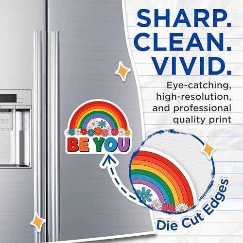 (2 Pack) Be You Rainbow Magnets - Inspirational Colorful Magnets - Positive Message Daisies Magnets - 5" On Longest Side - for Cars, Fridges, Toolboxes - Made in USA - MAG3898