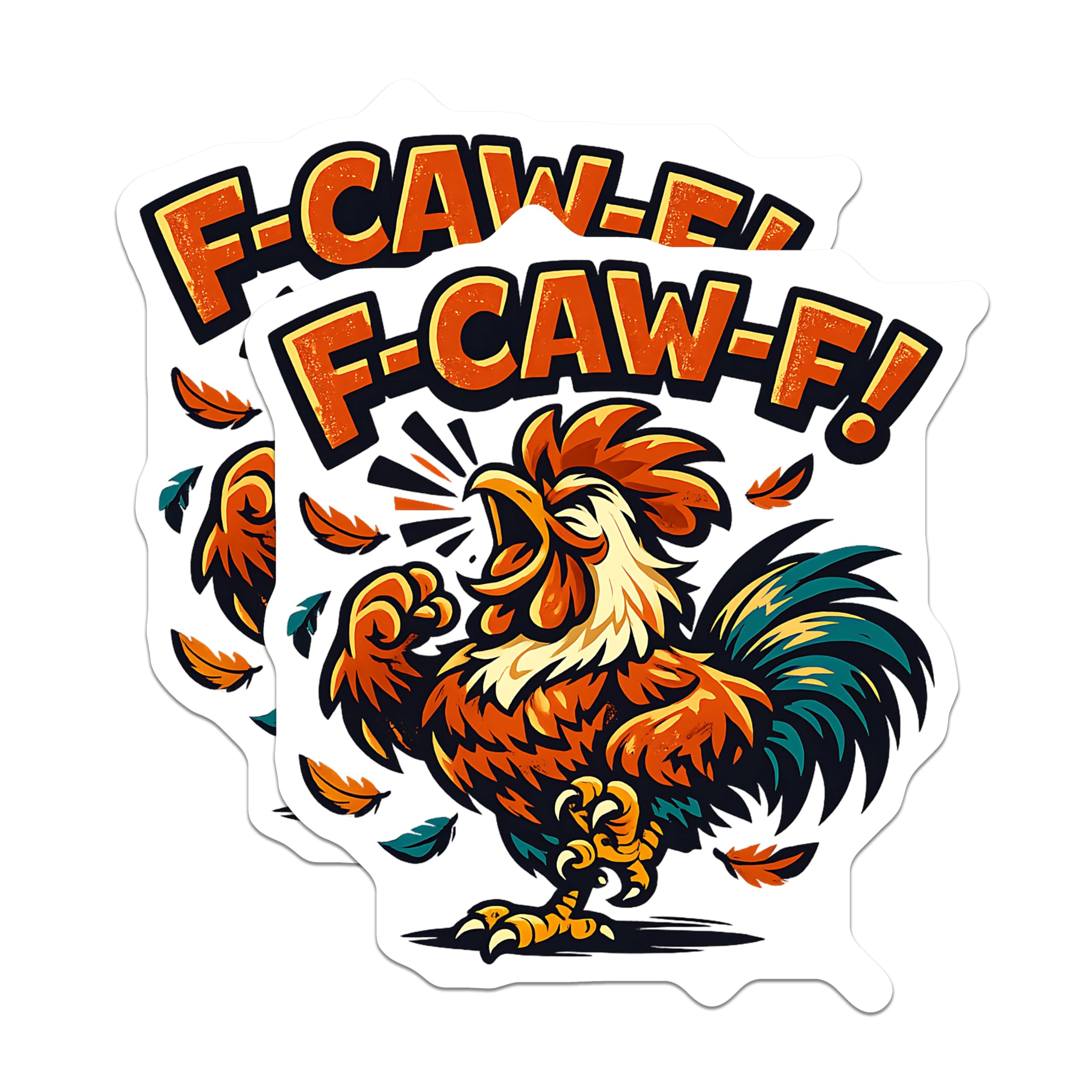 (2 Pack) Funny Rooster Magnets - Crowing Chicken Art - Farm Animal Decor for Kitchen Fridge - Locker Display - 5 Inches On Longest Side - Thick Durable Magnet - Made in USA - MAG20287