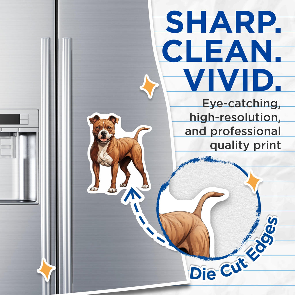 (2 Pack) Pitbull Dog Magnets - Amstaff Pet Parent Decor - Happy Canine Companion Accessory - 5 Inches On Longest Side - Thick Durable Magnet - Made in USA - MAG26125