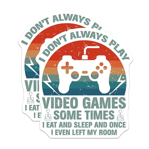 (2 Pack) Video Game Stickers - Gamer Humor Stickers - Fun Gaming Decal Stickers for Laptops and Water Bottles - 5" On Longest Side - Sticks to Smooth Flat Surfaces - Made in USA - BMCS5081