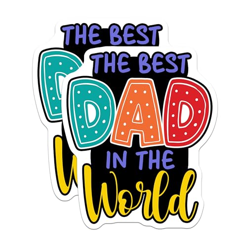 (2 Pack) The Best Dad in The World Magnets - Father's Day Decor - Dad Appreciation 5" On Longest Side - for Cars, Fridges, Toolboxes - Made in USA - MAG7487