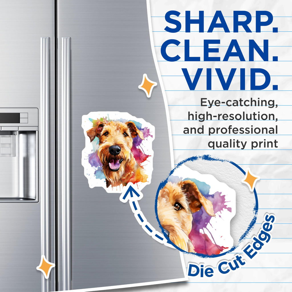 (2 Pack) Irish Terrier Dog Magnets - Watercolor Pet Art - Happy Dog Lover Kitchen Decor - 5 Inches On Longest Side - Thick Durable Magnet - Made in USA - MAG29987