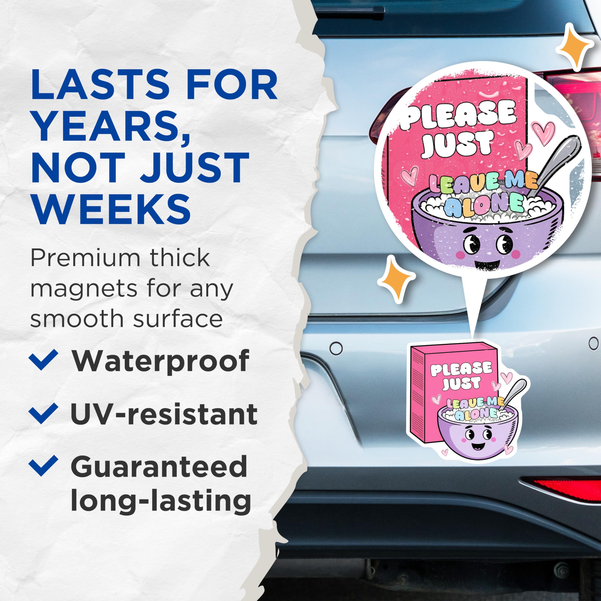 (2 Pack) Cereal Leave Me Alone Magnets - Funny Food Magnet - Introvert Kitchen Fridge Decor - 5" On Longest Side - Premium Magnet - for Cars, Refrigerators, Toolboxes, Lockers - Made in USA - MAG15432