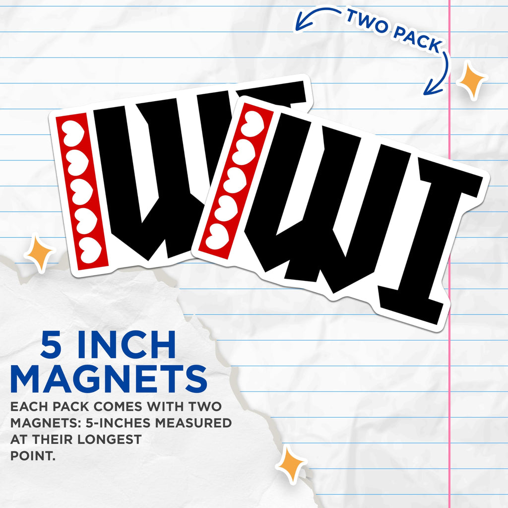 (2 Pack) I Love Hearts Magnets - Bold Graphic Refrigerator Decor - Kitchen Locker Office Accent Display - 5 Inches On Longest Side - Thick Durable Magnet - Made in USA - MAG19458