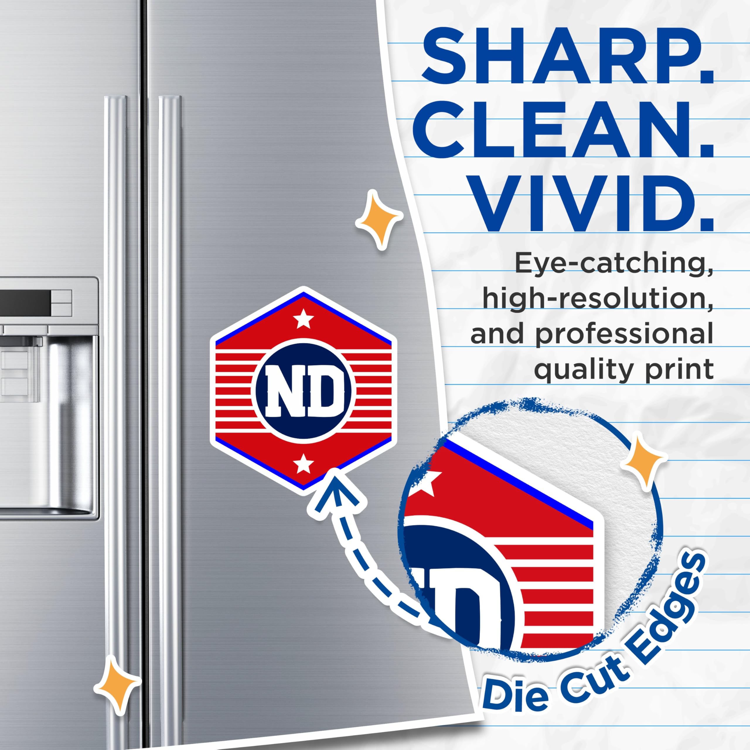 (2 Pack) ND Logo Magnets - Graphic Art - Initial Magnets - 5" On Longest Side - Premium Magnet - for Cars, Refrigerators, Toolboxes, Lockers - Made in USA - MAG18932