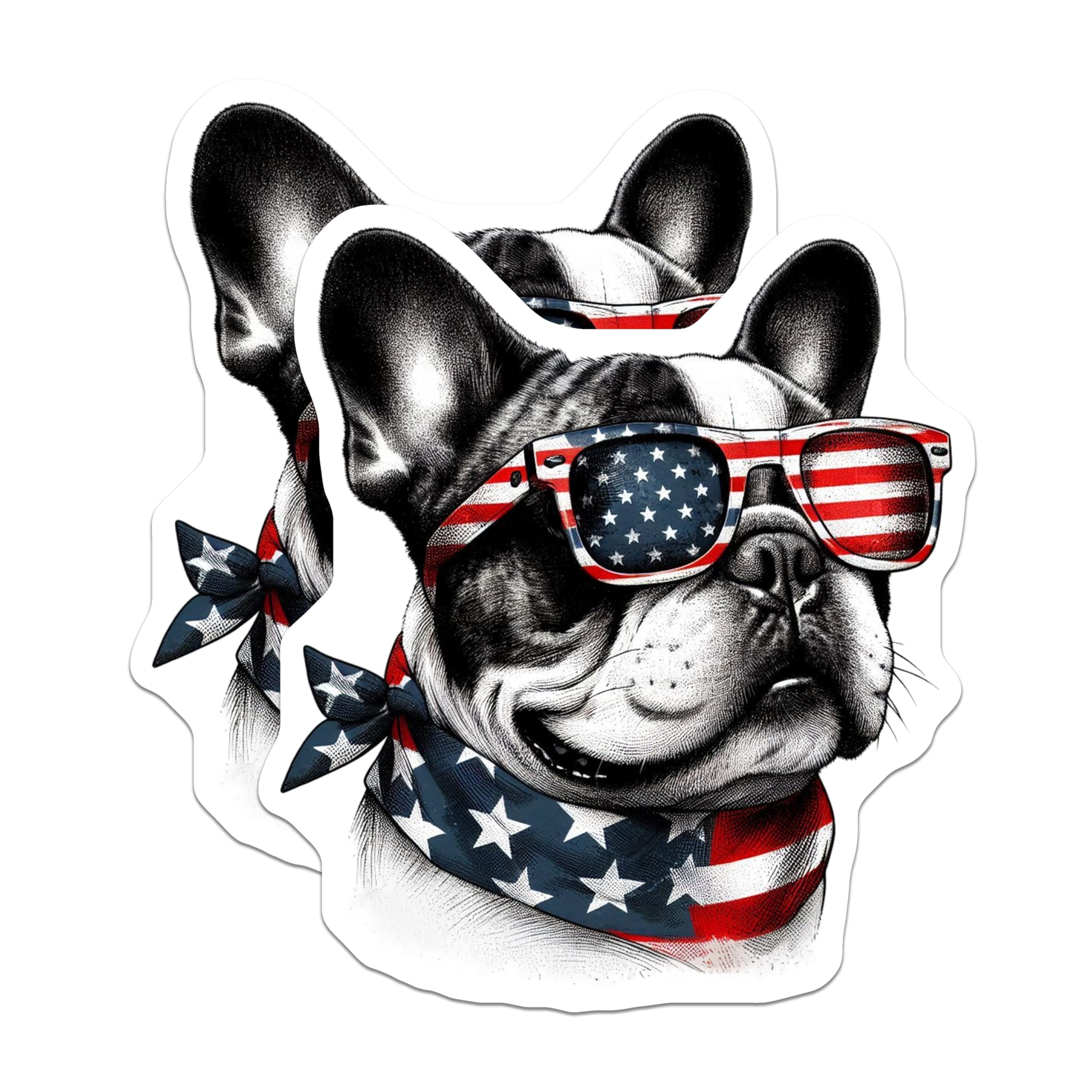 (2 Pack) Patriotic Bulldog Magnets - USA Flag Accessories - American Decor - 5" On Longest Side - Premium Magnet - for Cars, Refrigerators, Toolboxes, Lockers - Made in USA - MAG14861