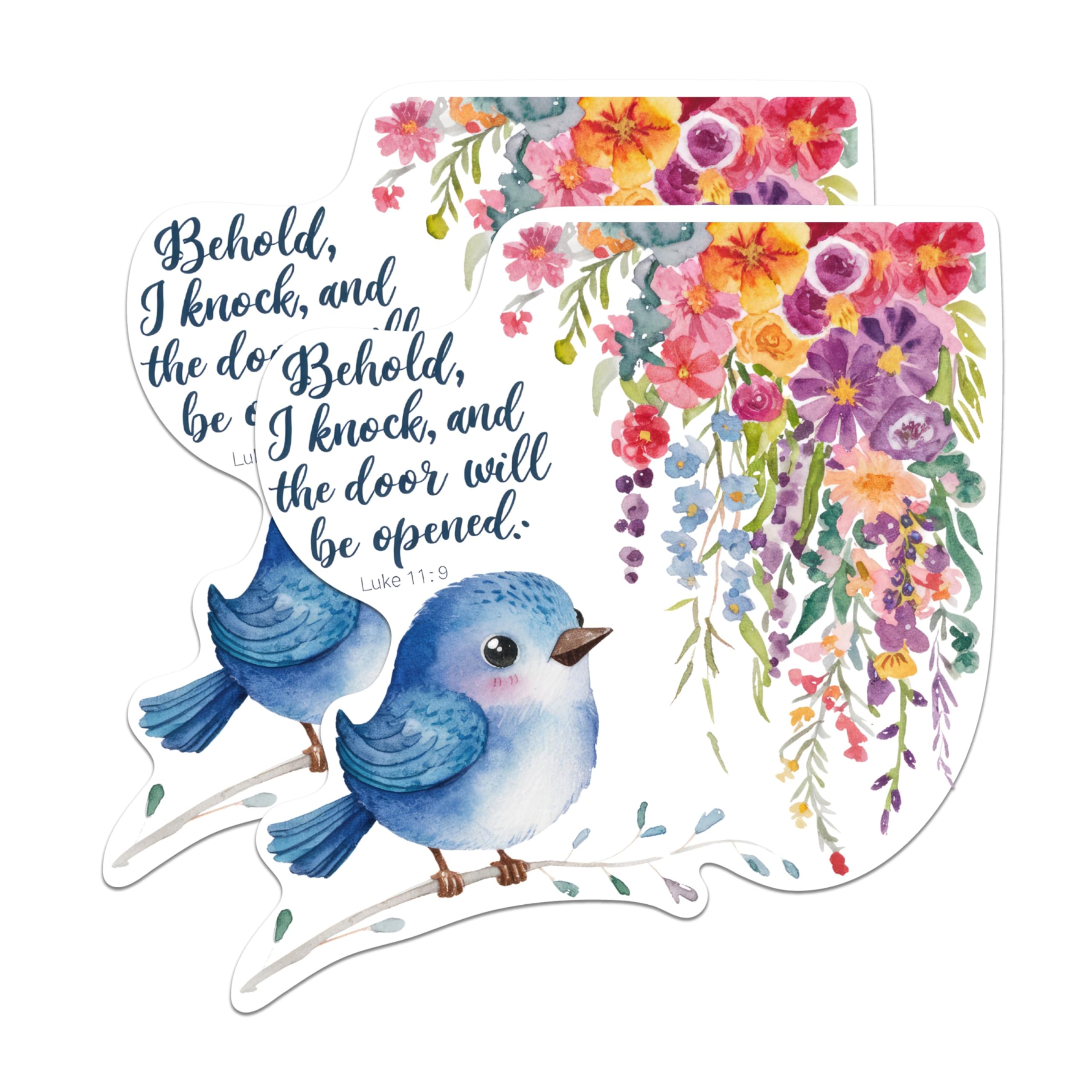 (2 Pack) Behold I Knock, and The Door Will Be Opened Magnets - Luke 11:9 Bible Verse - 5 Inches On Longest Side - Premium Magnet - for Cars, Refrigerators, Toolboxes - Made in USA - MAG2163