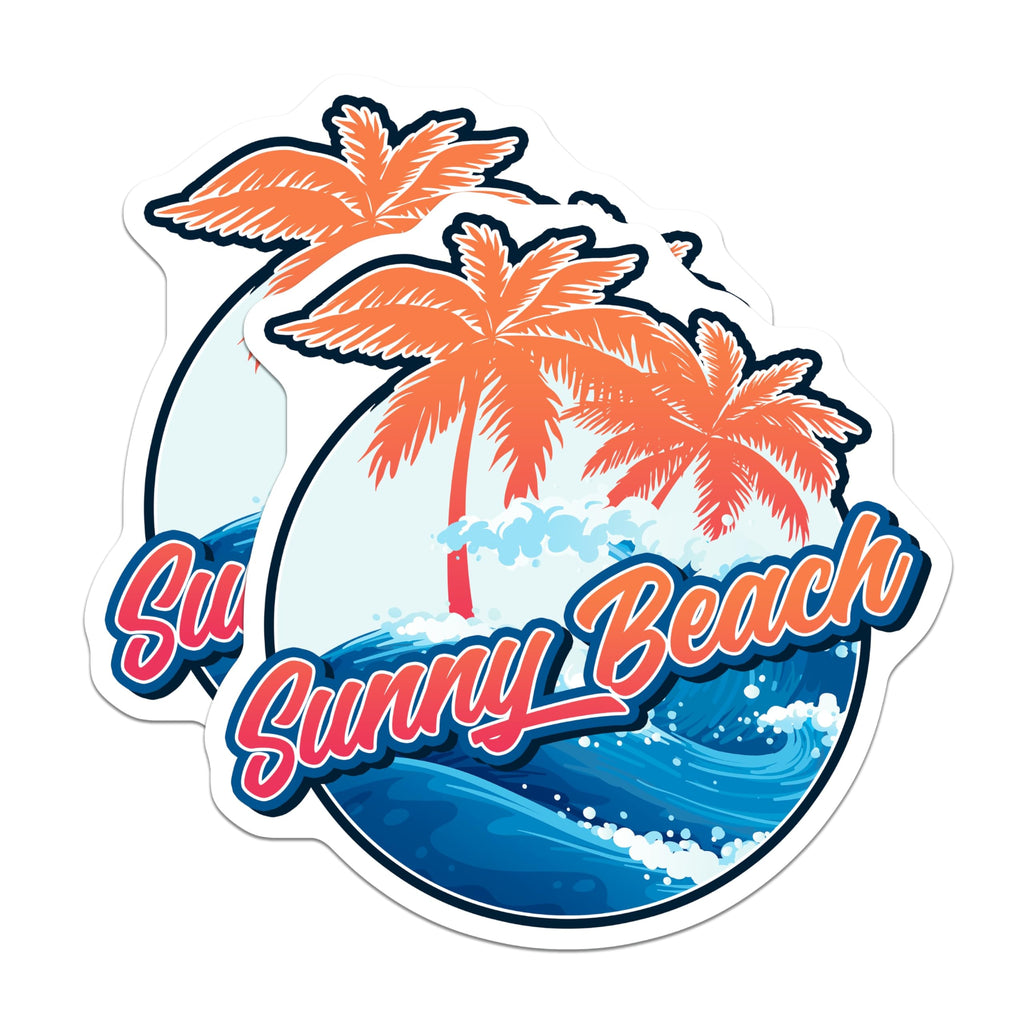 (2 Pack) Sunny Beach Magnets - Tropical Decor - Summer Vibes Magnet - 5" On Longest Side - Premium Magnet - for Cars, Refrigerators, Toolboxes, Lockers - Made in USA - MAG18947