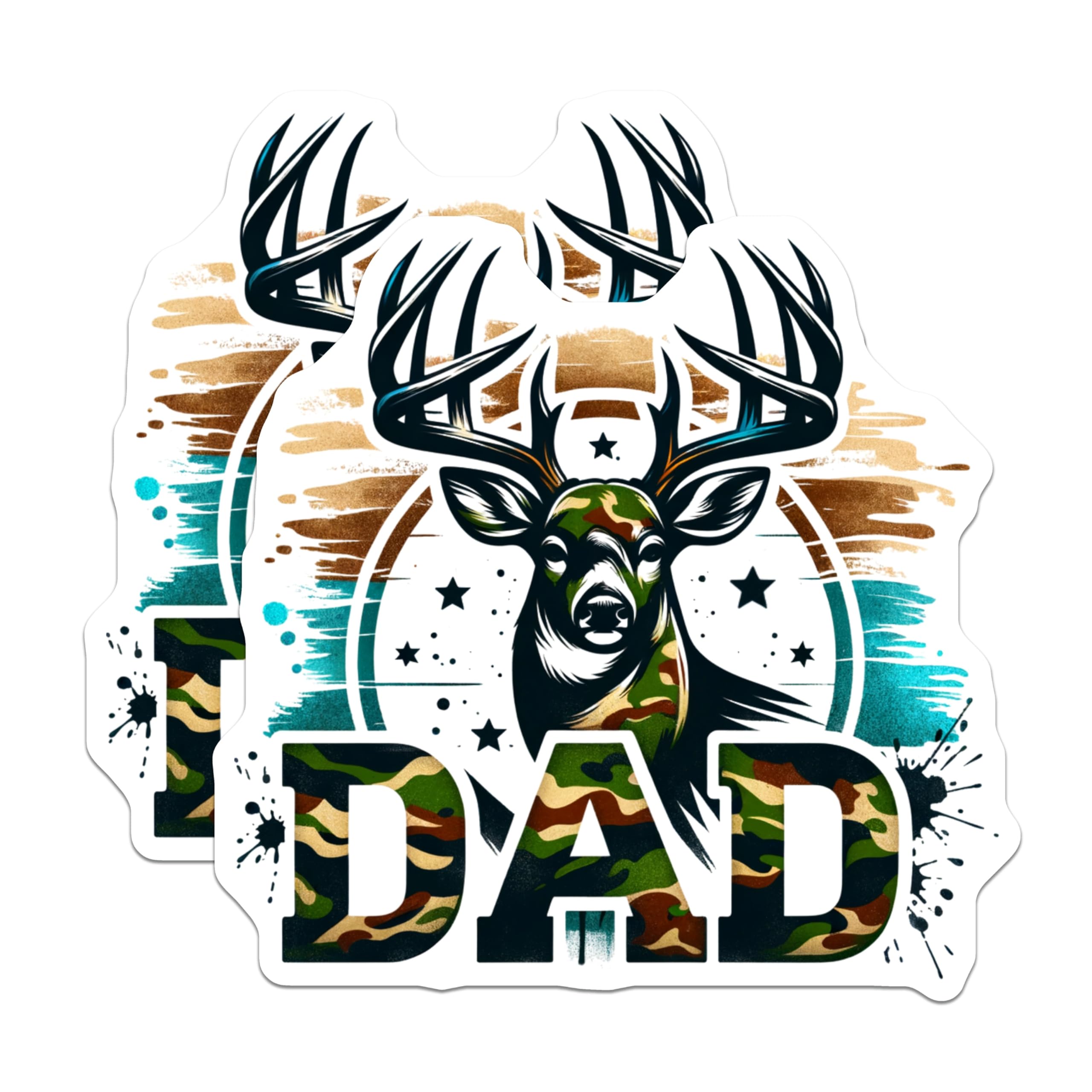 (2 Pack) Hunting Dad Magnets - Majestic Deer Antlers - Camouflage Design - Outdoorsman Decor - Father's Day Present Idea - 5 Inches On Longest Side - Thick Durable Magnet - Made in USA - MAG20004