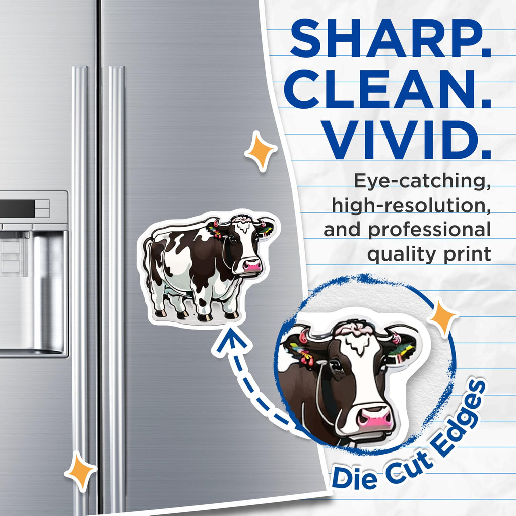 (2 Pack) Adorable Holstein Cow Magnets - Farmhouse Kitchen Refrigerator Decor - Whimsical Dairy Farm Animal Art Collection - 5 Inches On Longest Side - Thick Durable Magnet - Made in USA - MAG21420