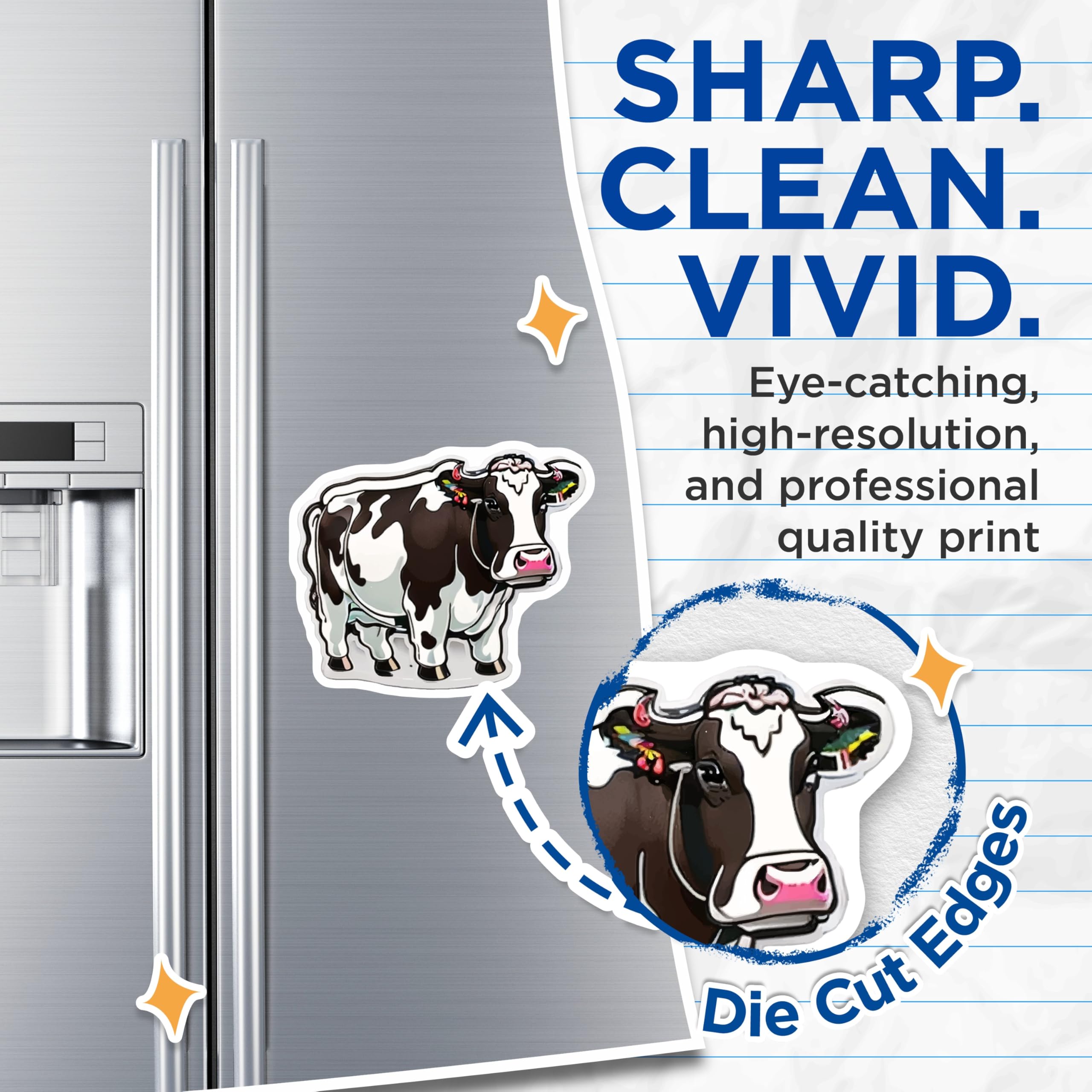 (2 Pack) Adorable Holstein Cow Magnets - Farmhouse Kitchen Refrigerator Decor - Whimsical Dairy Farm Animal Art Collection - 5 Inches On Longest Side - Thick Durable Magnet - Made in USA - MAG21420