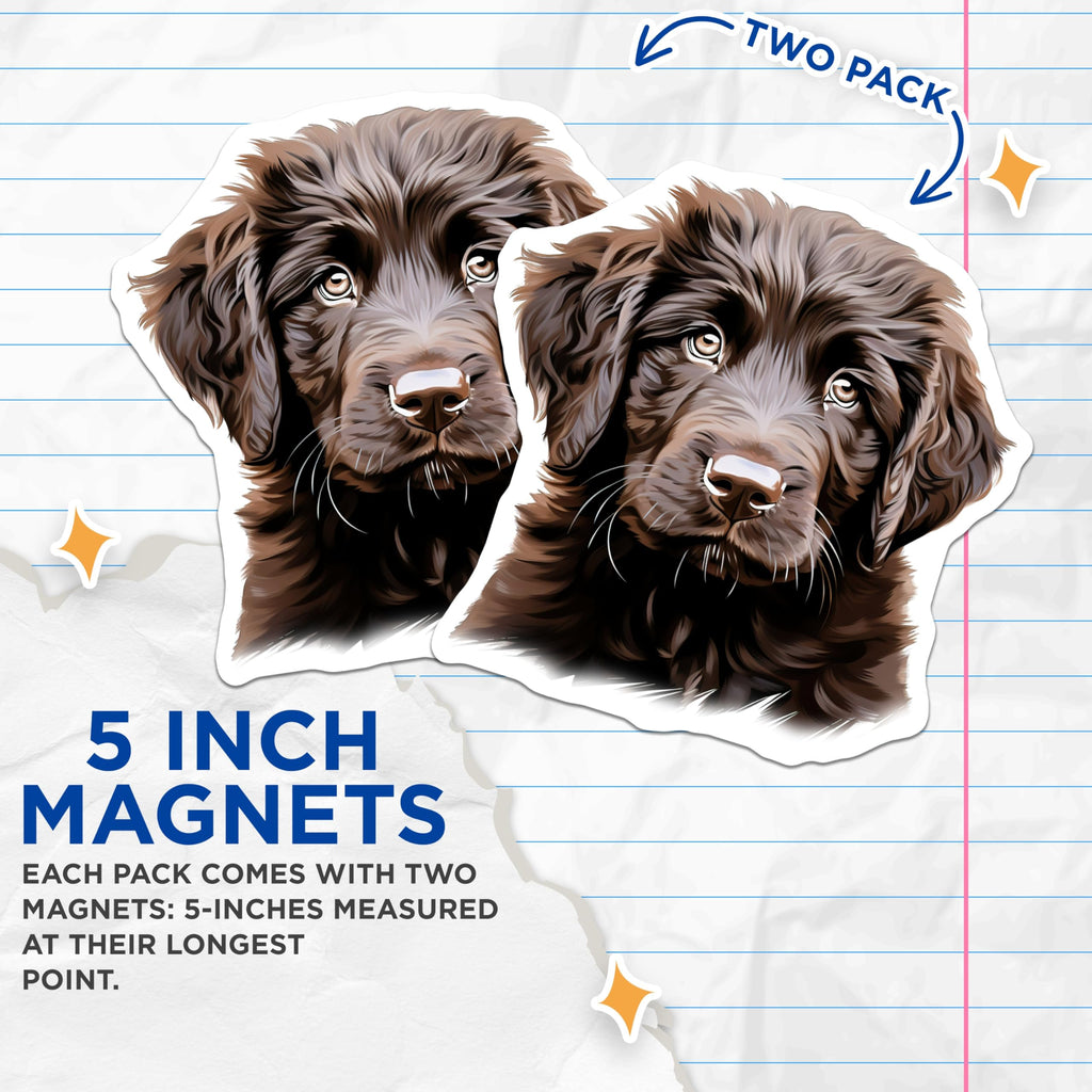 (2 Pack) Brown Puppy Magnets - Adorable Dog Mom Dad Decor - Animal Lover Fridge Locker Accessories - 5 Inches On Longest Side - Thick Durable Magnet - Made in USA - MAG25016