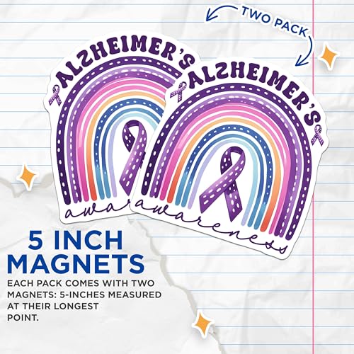 (2 Pack) Rainbow Ribbon Design Magnet - 5" On Longest Side - Sticks to Smooth Flat Surfaces - Made in USA - MAG9794
