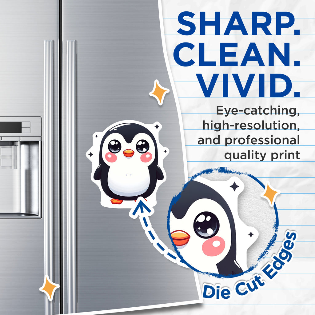 (2 Pack) Kawaii Penguin Magnets - Cute Animal Fridge Decor - Aesthetic Refrigerator Locker Magnets - 5 Inches On Longest Side - Thick Durable Magnet - Made in USA - MAG38449