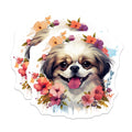 (2 Pack) Happy Shih Tzu Dog Magnets - Smiling Floral Puppy Art - Refrigerator Locker Accent - 5 Inches On Longest Side - Thick Durable Magnet - Made in USA - MAG23997