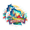 (2 Pack) Wisconsin State Stickers - Vibrant Wisconsin Landscape - Travel Souvenir Stickers - 5" On Longest Side - Sticks to Smooth Flat Surfaces - Made in USA - BMCS6546