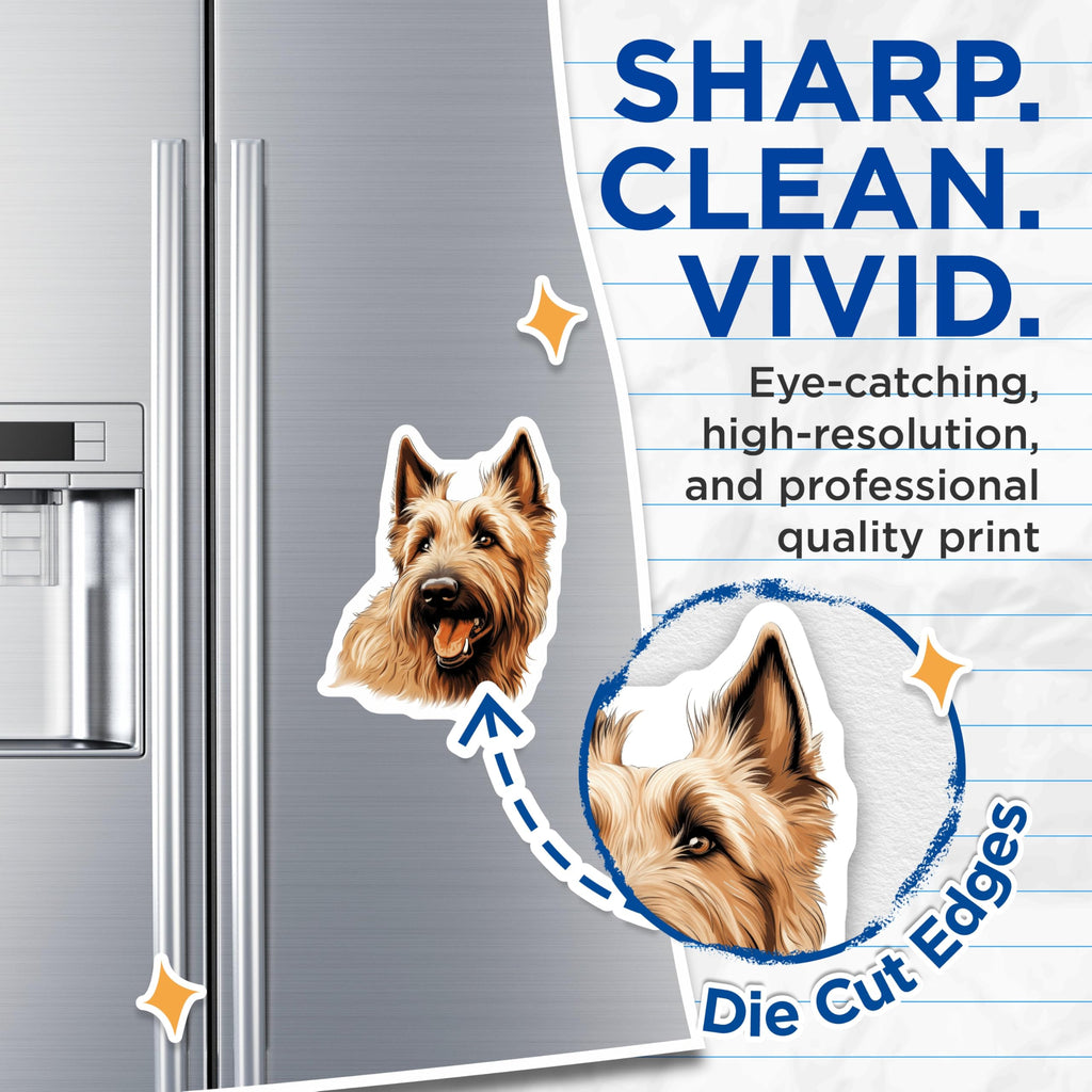 (2 Pack) Cairn Terrier Dog Magnets - Cheerful Scruffy Pet Art - Refrigerator Locker Decor - Animal Lover Home Accessories - 5 Inches On Longest Side - Thick Durable Magnet - Made in USA - MAG23245
