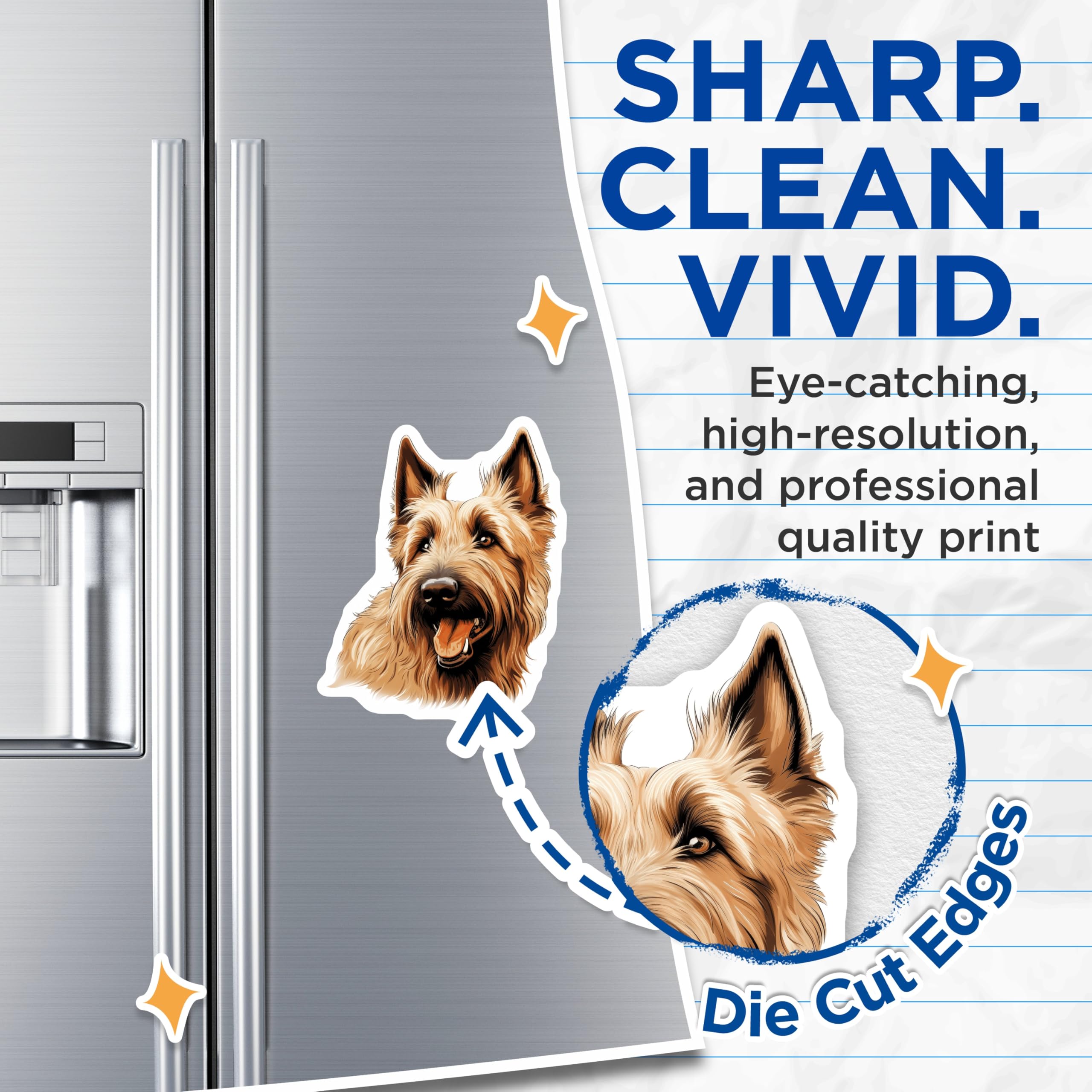 (2 Pack) Cairn Terrier Dog Magnets - Cheerful Scruffy Pet Art - Refrigerator Locker Decor - Animal Lover Home Accessories - 5 Inches On Longest Side - Thick Durable Magnet - Made in USA - MAG23245
