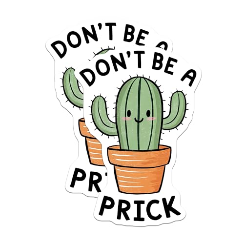 (2 Pack) Funny Cactus Stickers - Humorous Plant Decals - 5" On Longest Side - Sticks to Smooth Flat Surfaces - Made in USA - BMCS8671 - BMCS8671