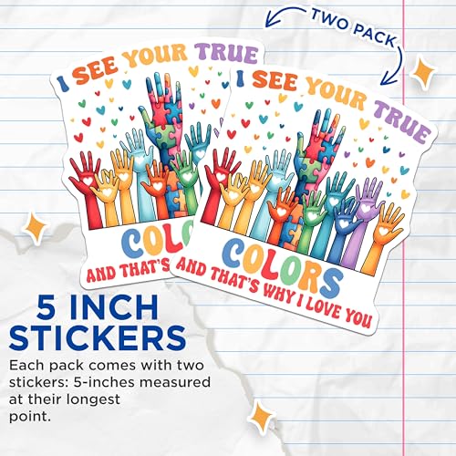 (2 Pack) Pride Stickers - Puzzle Pieces Stickers - Autism Awareness Stickers - 5" On Longest Side - Sticks to Any Smooth Flat Surface - Made in USA - BMCS3206