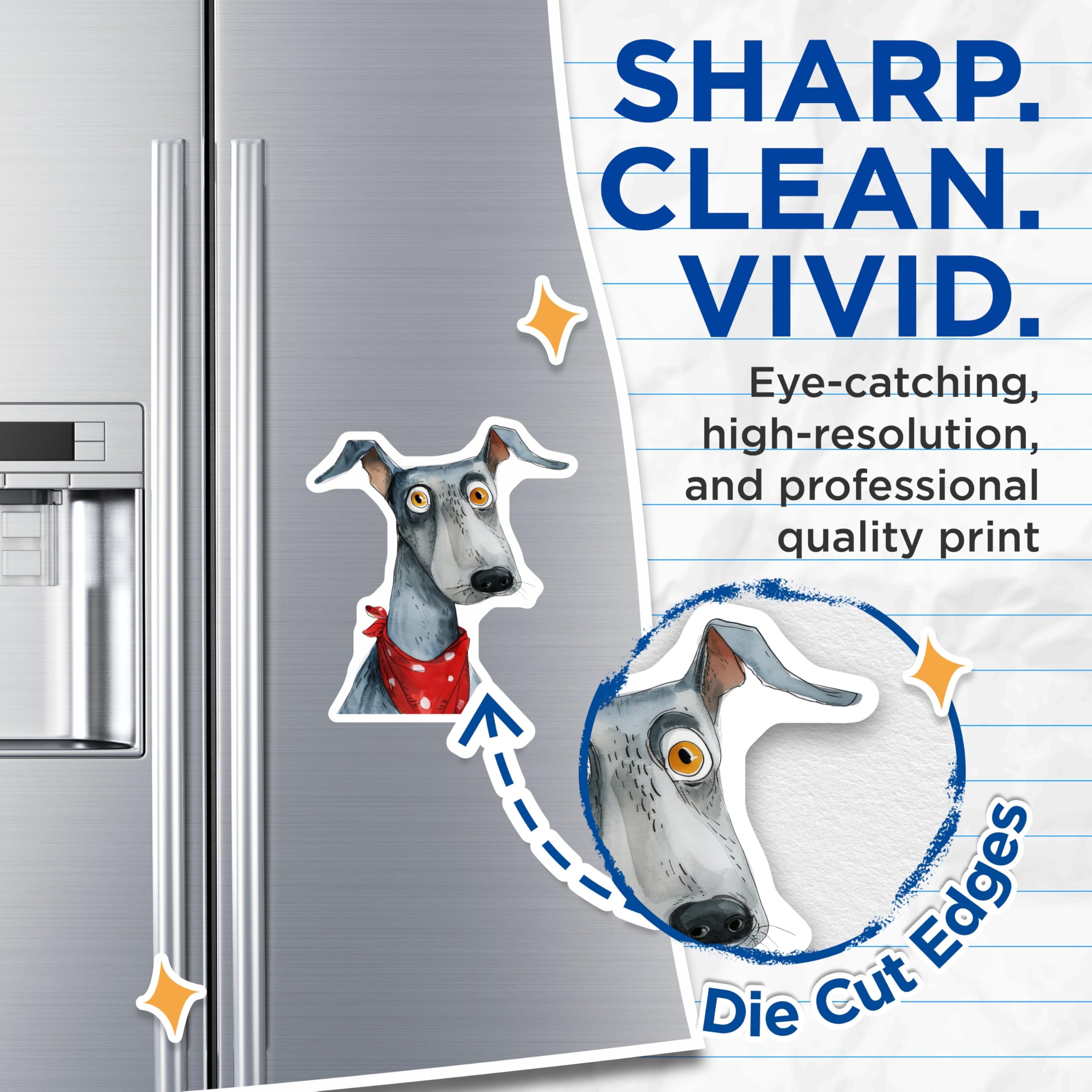 (2 Pack) Greyhound Dog Magnets - Quirky Pet Art - Whimsical Animal Lover Decor - Fridge Locker Accent - 5 Inches On Longest Side - Thick Durable Magnet - Made in USA - MAG27675