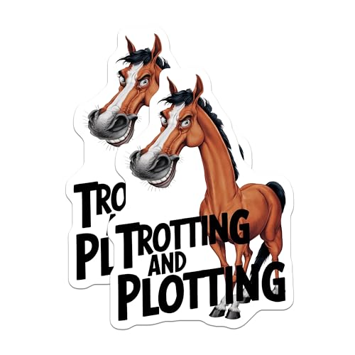 (2 Pack) Funny Horse Magnets - Trotting and Plotting - Horse Humor - Animal Lovers Fridge Magnets - 5" On Longest Side - for Cars, Fridges, Toolboxes - Made in USA - MAG4086