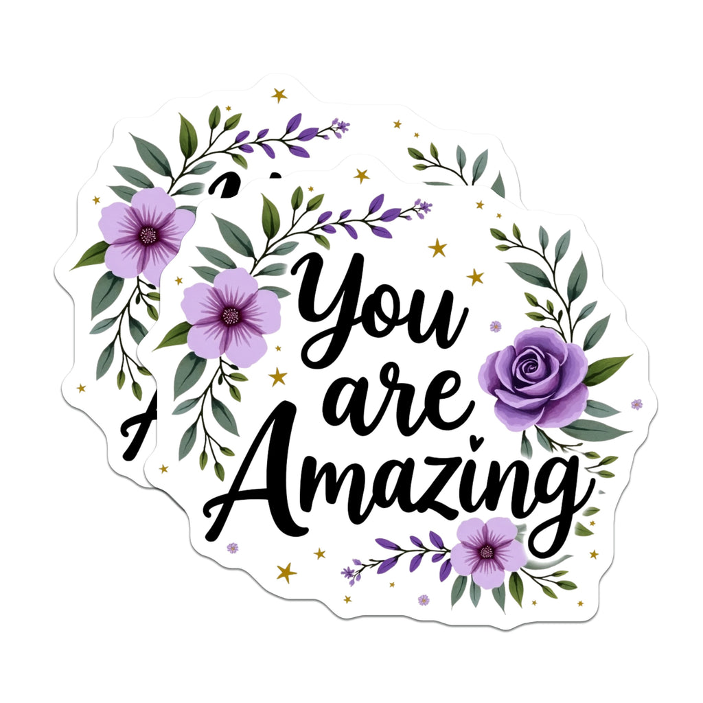(2 Pack) You are Amazing Magnets - Floral Affirmation Quote - Inspirational Refrigerator Decor - 5 Inches On Longest Side - Thick Durable Magnet - Made in USA - MAG36100