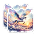 (2 Pack) Rainbow Unicorn Magnets - Flying Fantasy Horse - Magical Creature Fridge Locker Decor - 5 Inches On Longest Side - Thick Durable Magnet - Made in USA - MAG36259