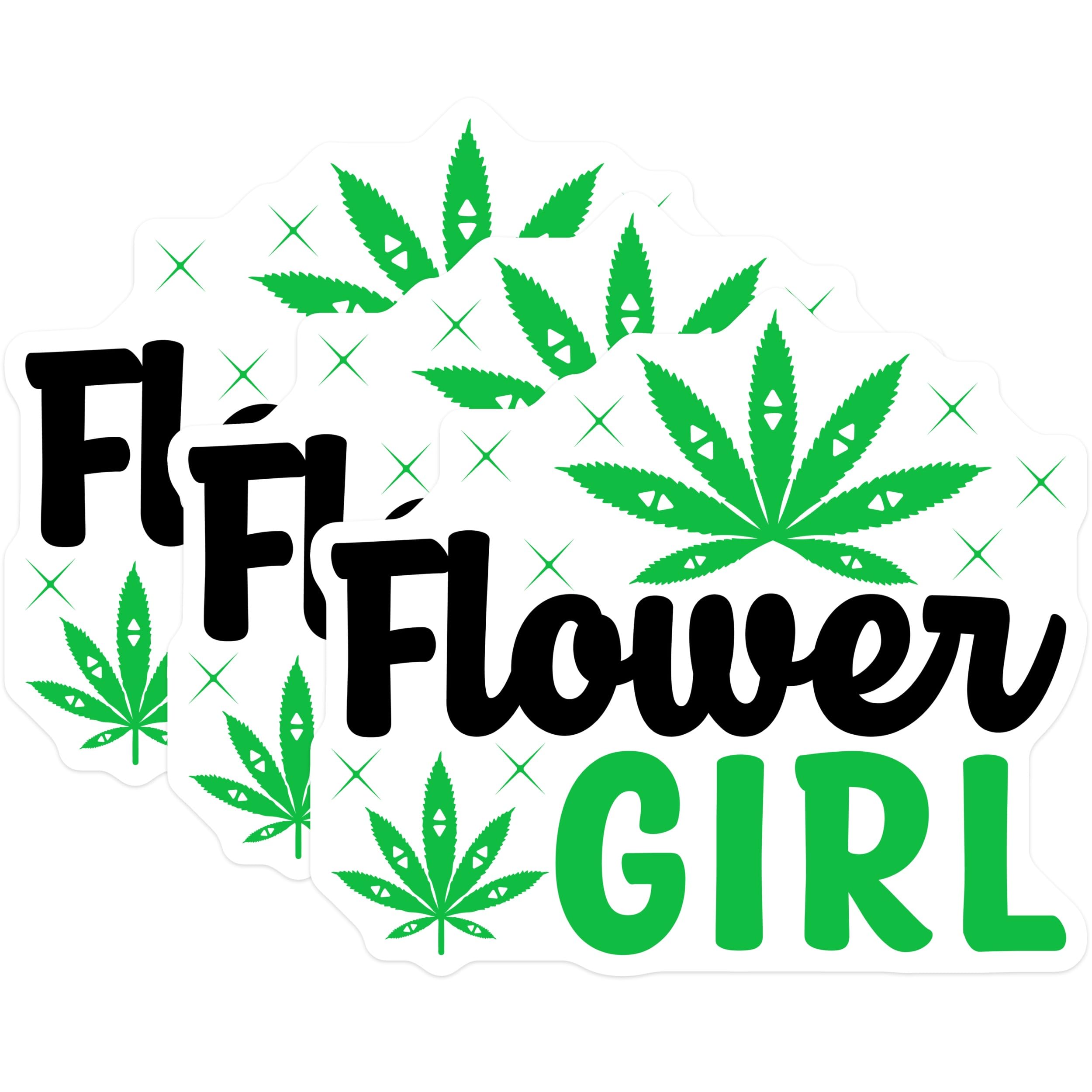(3 Pack) Flower Girl Decals - Cannabis Weed Decal - Laptop Decals - 3 Inches On Longest Side - Easy Peel & Apply - Made in USA - 3MCS7535
