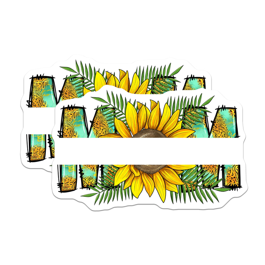 (2 Pack) Mama Sunflower Magnets - Leopard Print Mom Fridge Magnets - Boho Tropical Decor - 5 Inches On Longest Side - Thick Durable Magnet - Made in USA - MAG26997