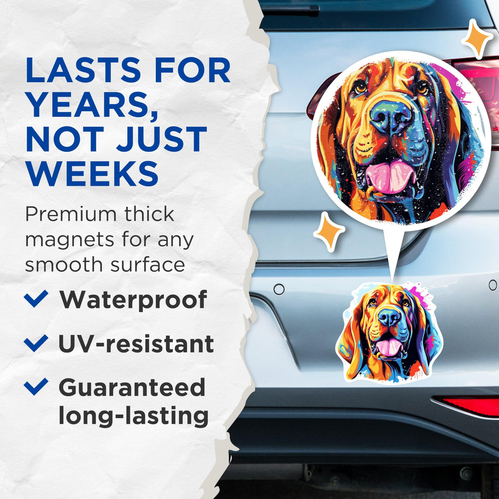 (2 Pack) Bloodhound Dog Breed Magnets - 5 Inches On Longest Side - Choose from Over 100 Dog Breeds - for Cars, Refrigerators, Toolboxes - Made in USA - MAG1782