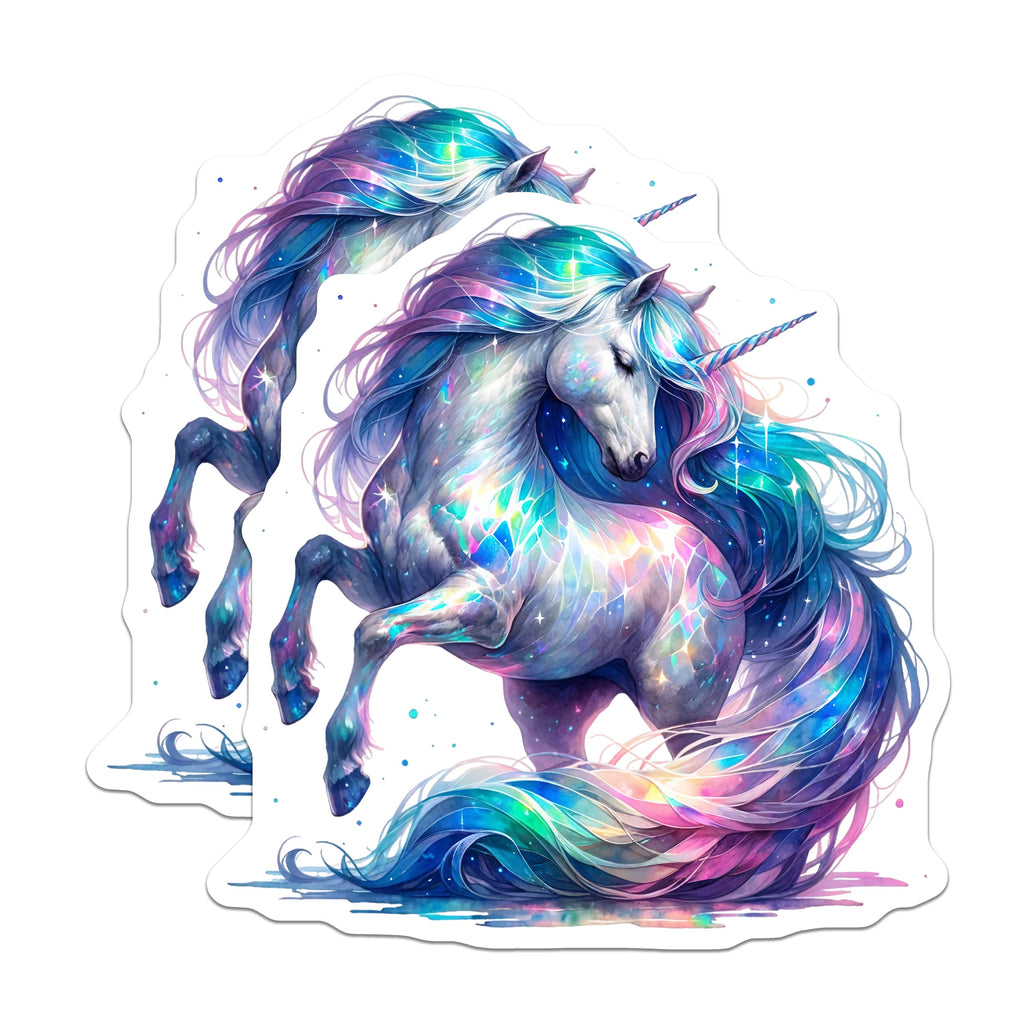 (2 Pack) Magical Unicorn Magnets - Sparkling Fantasy Horse - Rainbow Aesthetic Decor - Kids Locker Refrigerator Art - 5 Inches On Longest Side - Thick Durable Magnet - Made in USA - MAG36898