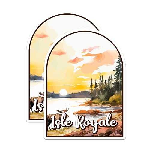 (2 Pack) Isle Royale National Park Bumper Magnet - US National Park - Choose from 63 Parks - 5" On Longest Side - Decal for Car Bumper, Laptop, Water Bottle, Wall, and Window - MAG1525