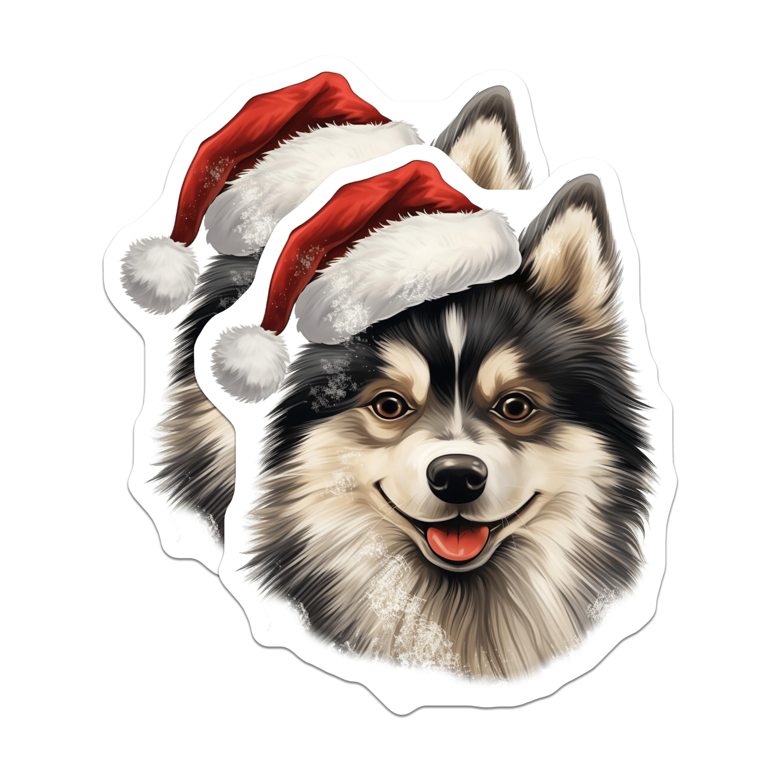 (2 Pack) Christmas Dog Magnets - Santa Hat Puppy Decor - Festive Pet Holiday Refrigerator Magnets Cute Canine Home Decor - 5 Inches On Longest Side - Thick Durable Magnet - Made in USA - MAG26656