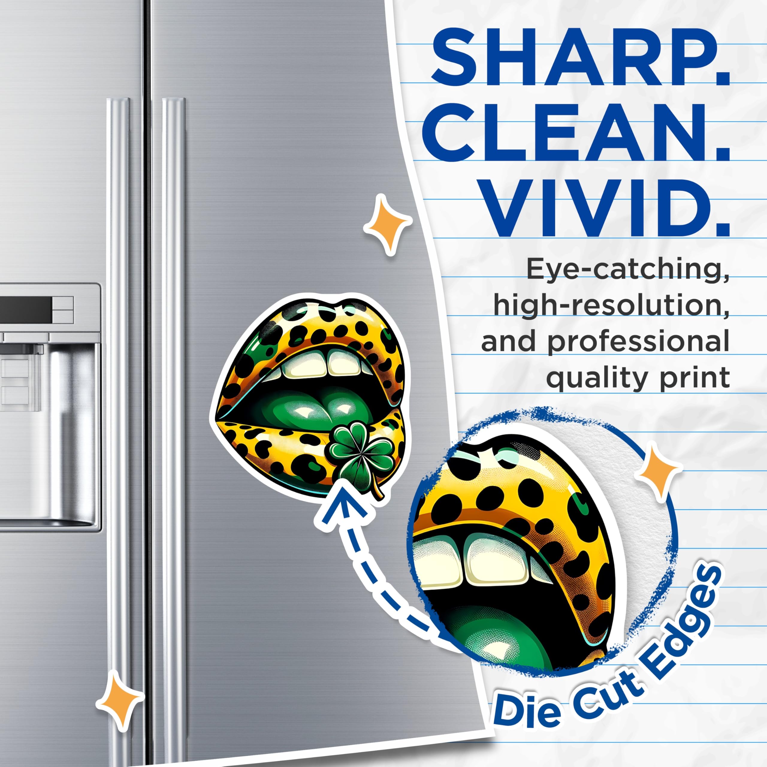 (2 Pack) Leopard Lips Magnets - Shamrock Magnet - St Patricks Day Magnet - 5" On Longest Side - Premium Magnet - for Cars, Refrigerators, Toolboxes, Lockers - Made in USA - MAG17018