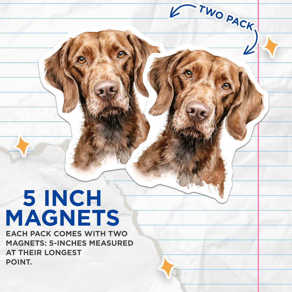 (2 Pack) Wirehaired Dog Art Magnets - Dog Lover Decor - Pet Owner Present for Fridge - 5 Inches On Longest Side - Thick Durable Magnet - Made in USA - MAG28075