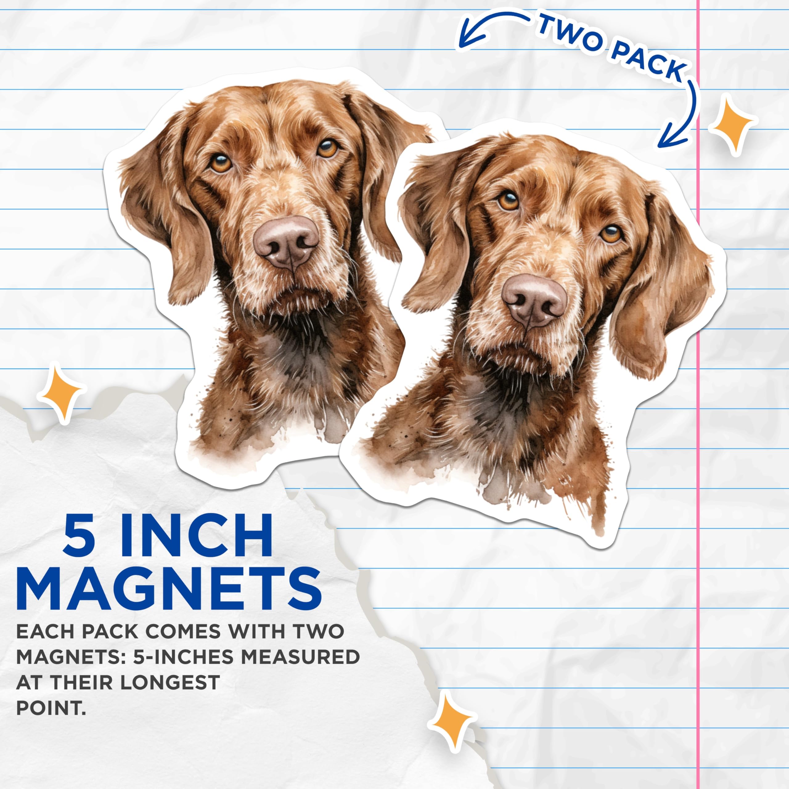 (2 Pack) Wirehaired Dog Art Magnets - Dog Lover Decor - Pet Owner Present for Fridge - 5 Inches On Longest Side - Thick Durable Magnet - Made in USA - MAG28075