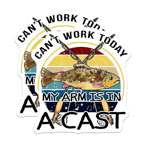 (2 Pack) Can't Work Today My Arm is in A Cast Magnets - Funny Fishing Magnets - Fisherman Joke Magnets - 5" On Longest Side - for Cars, Fridges, Toolboxes - Made in USA - MAG5629