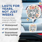 (2 Pack) Educator at Heart Magnets - Teacher Appreciation - Floral Classroom - 5" On Longest Side - for Cars, Fridges, Toolboxes - Made in USA - MAG4416