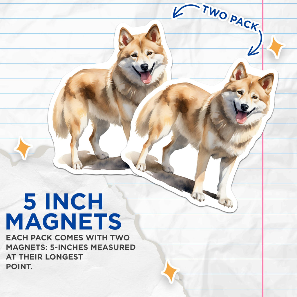 (2 Pack) Shiba Inu Dog Magnets - Watercolor Pet Lover Display - Happy Dog Art Fridge Accessory for Dog Mom - 5 Inches On Longest Side - Thick Durable Magnet - Made in USA - MAG27811