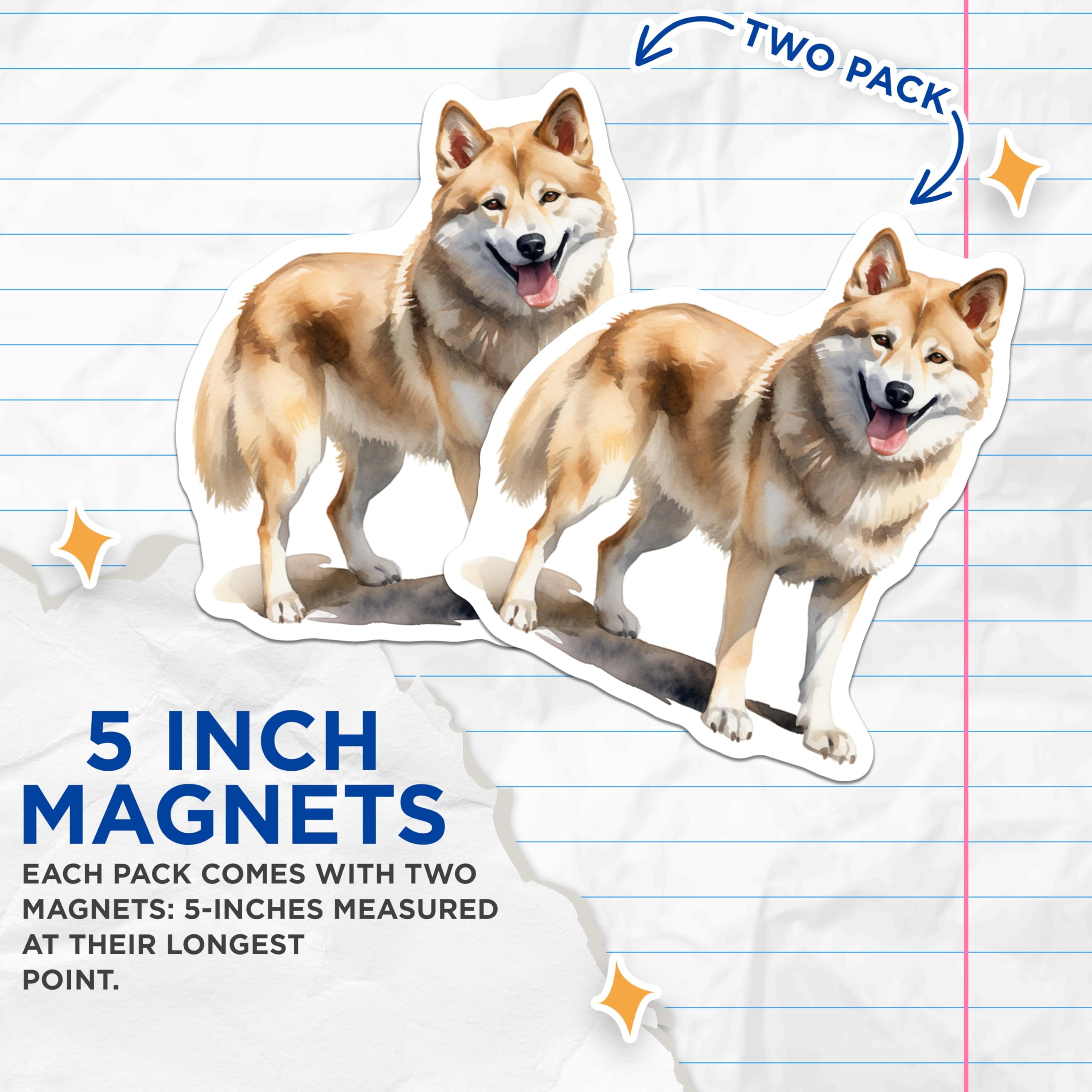 (2 Pack) Shiba Inu Dog Magnets - Watercolor Pet Lover Display - Happy Dog Art Fridge Accessory for Dog Mom - 5 Inches On Longest Side - Thick Durable Magnet - Made in USA - MAG27811
