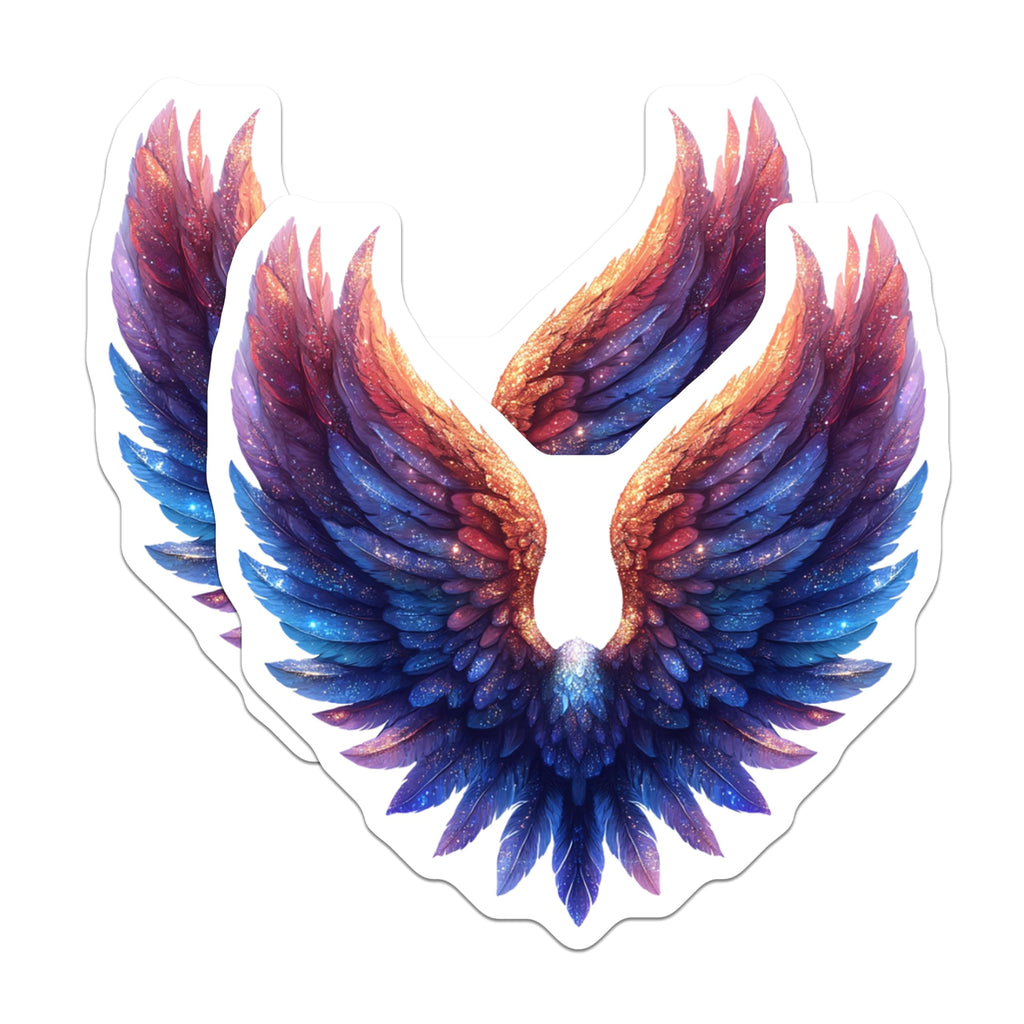 (2 Pack) Cosmic Wings Magnets - Phoenix Angel Feathers - Ethereal Sparkle Decor - 5 Inches On Longest Side - Thick Durable Magnet - Made in USA - MAG28509