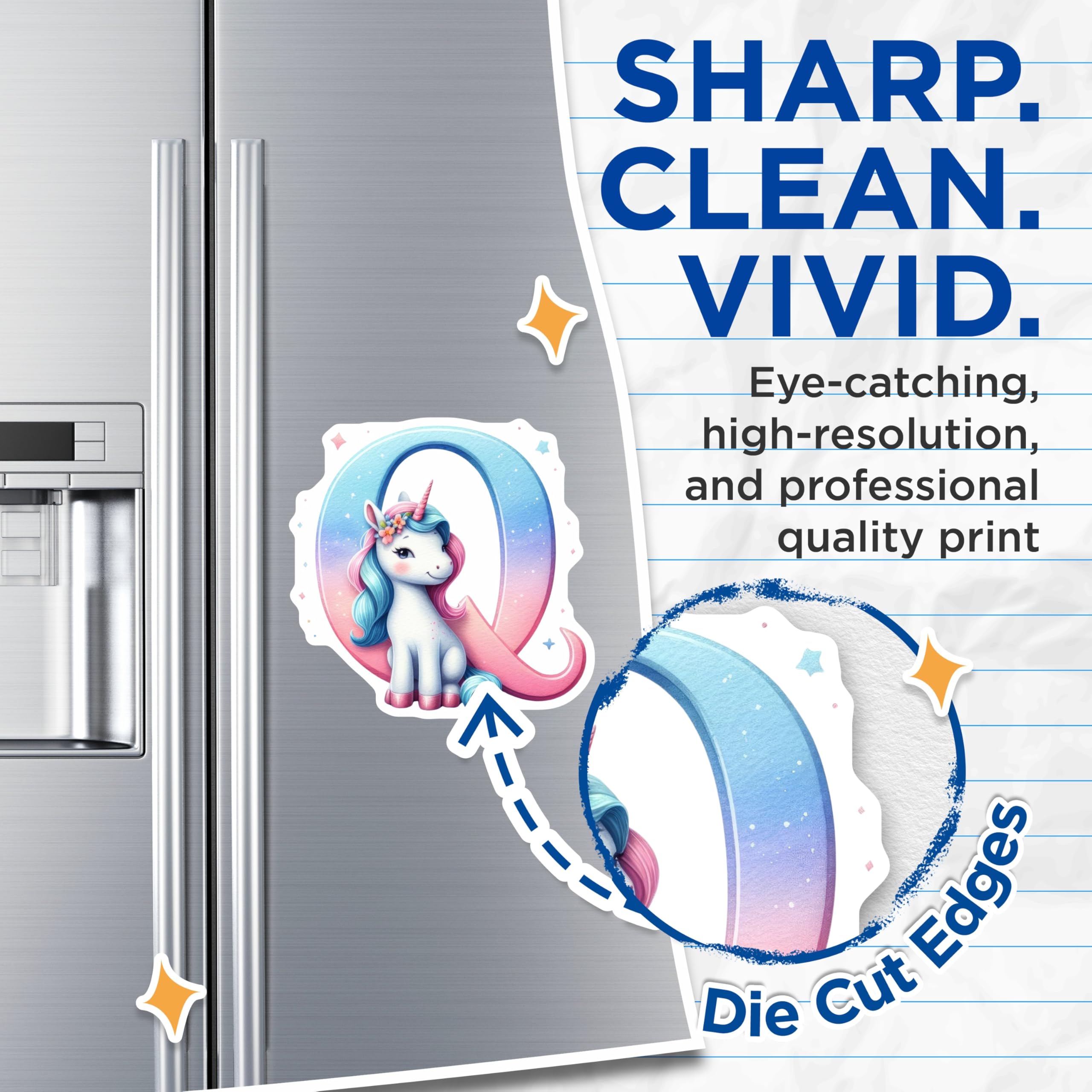 (2 Pack) Unicorn Letter Q Magnets - Initial Q Decor - Pastel Unicorn Lovers - 5" On Longest Side - Premium Magnet - for Cars, Refrigerators, Toolboxes, Lockers - Made in USA - MAG14554