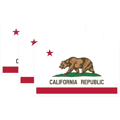 (3 Pack) California Flag Decals - Bear Republic - Laptop Decals - 3 Inches On Longest Side - Easy Peel & Apply - Made in USA - 3MCS0177