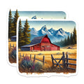 (2 Pack) Barn Magnets - Countryside Scene - Rustic Farmhouse Decor - 5" On Longest Side - Premium Magnet - for Cars, Refrigerators, Toolboxes, Lockers - Made in USA - MAG18067