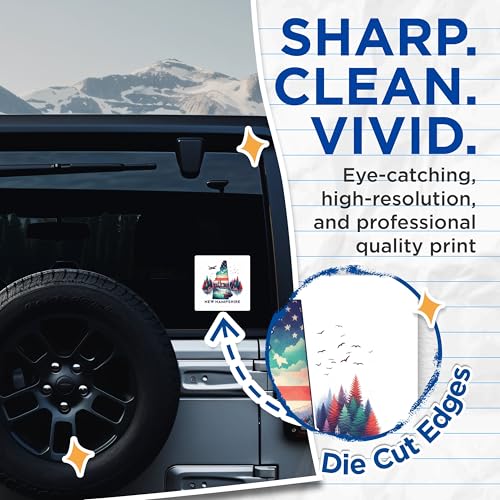 (2 Pack) New Hampshire Adventure Stickers - State Pride Stickers - Travel Souvenir Sticker Decals - 5" On Longest Side - Sticks to Smooth Flat Surfaces - Made in USA - BMCS5217
