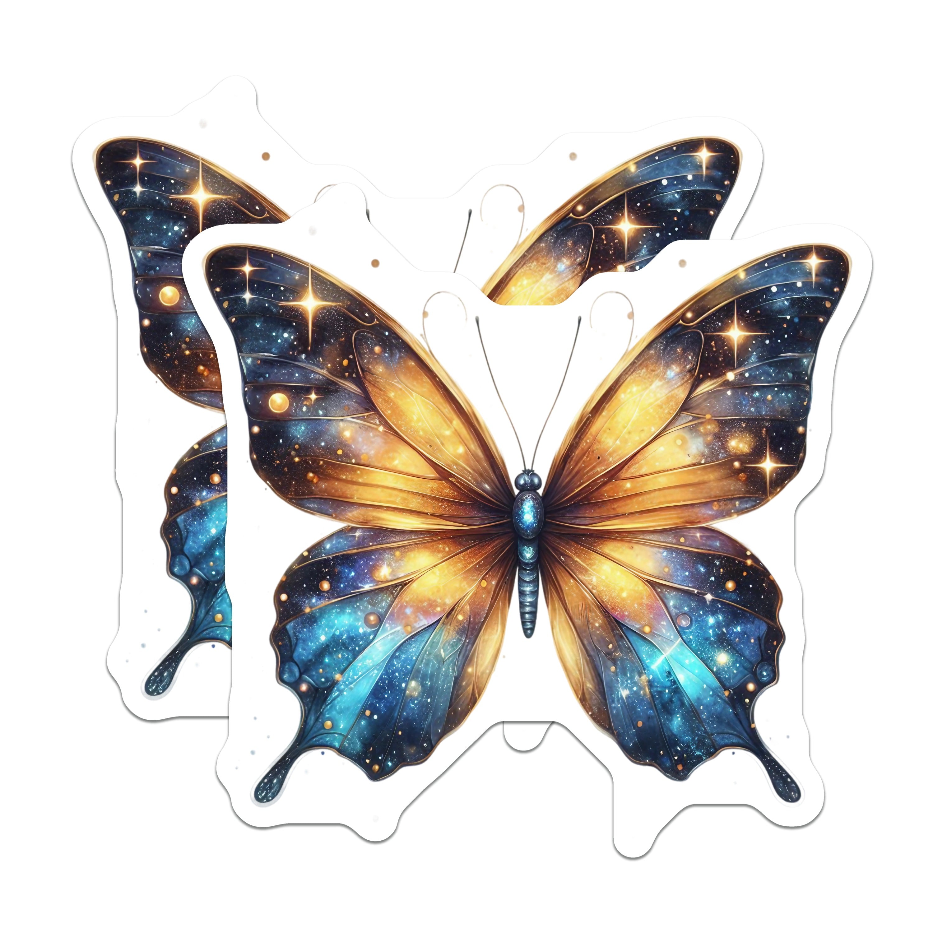 (2 Pack) Galaxy Butterfly Magnets - Celestial Space Art Decor - Ethereal Whimsical Design Fridge Locker - 5 Inches On Longest Side - Thick Durable Magnet - Made in USA - MAG39565